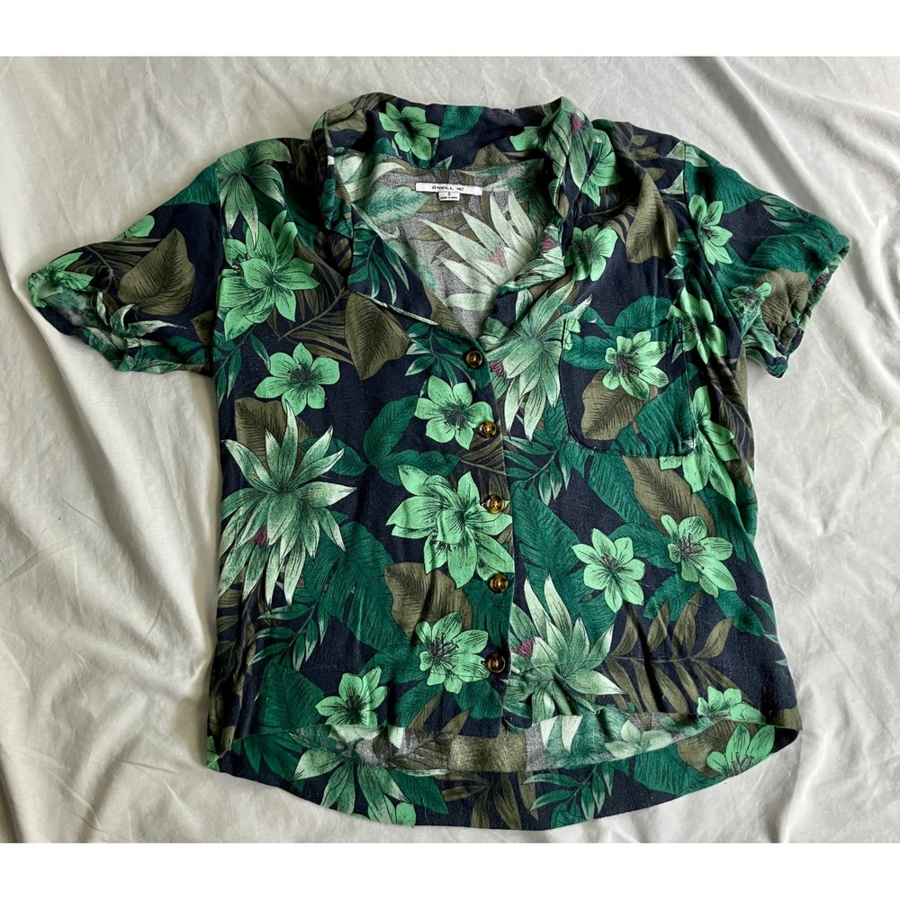 O'Neill Women's Small Button Up Tropical Floral Hawaiian Shirt